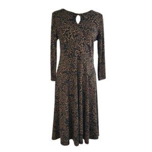 Lands End Twist Front Floral Ponte Knit Travel Dress - L (14-16)